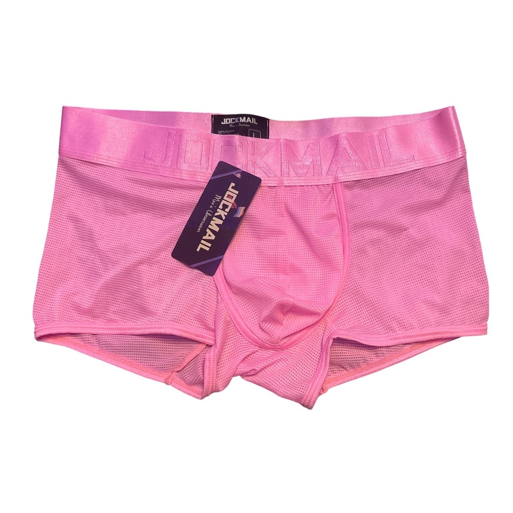NEW JOCKMAIL JM465 Men's Neon Pink Sports Mesh Boxer Briefs Size L